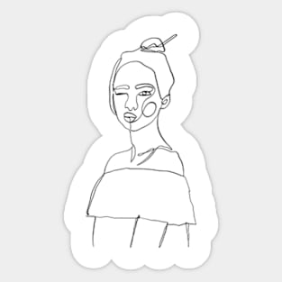 Female abstract one line art Sticker